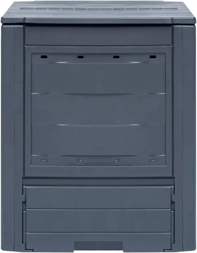 Alt view image 10 of 11 - vidaXL Garden Composter Trash Can Outdoor Compost Bin with Lid Gray Plastic