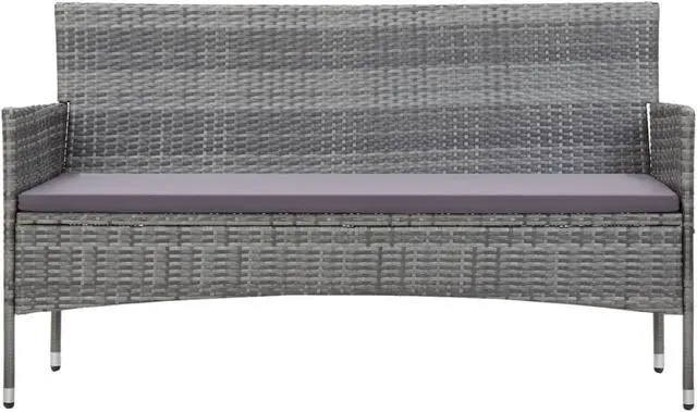 Alt view image 9 of 14 - vidaXL Patio Sofa 3-Seater Patio Sofa Patio Wicker Furniture PE Rattan Gray