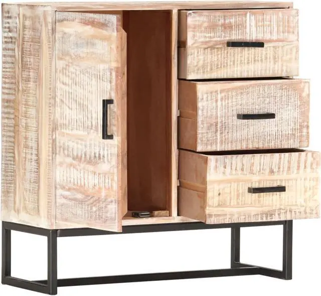 Alt view image 9 of 11 - vidaXL Sideboard Buffet Cabinet Side Table with Drawers White Solid Wood Acacia