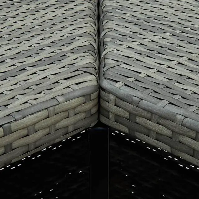 Alt view image 9 of 13 - vidaXL Corner Bar Table Gray Poly Rattan Dining Room Kitchen Counter Table