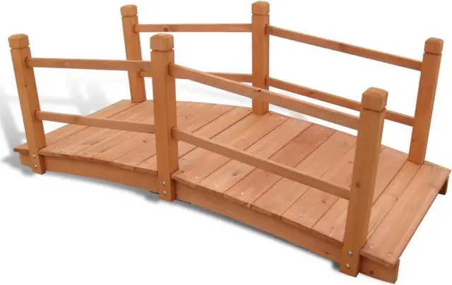 Alt view image 5 of 10 - vidaXL Garden Bridge Wooden Arc Bridge for Outdoor Pond Bridge for Backyard