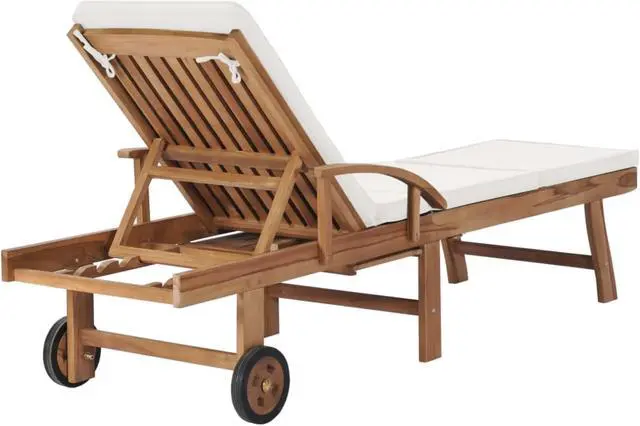 Alt view image 11 of 19 - vidaXL Patio Lounge Chair Sunlounger Deckchair with Cushion Solid Teak Wood