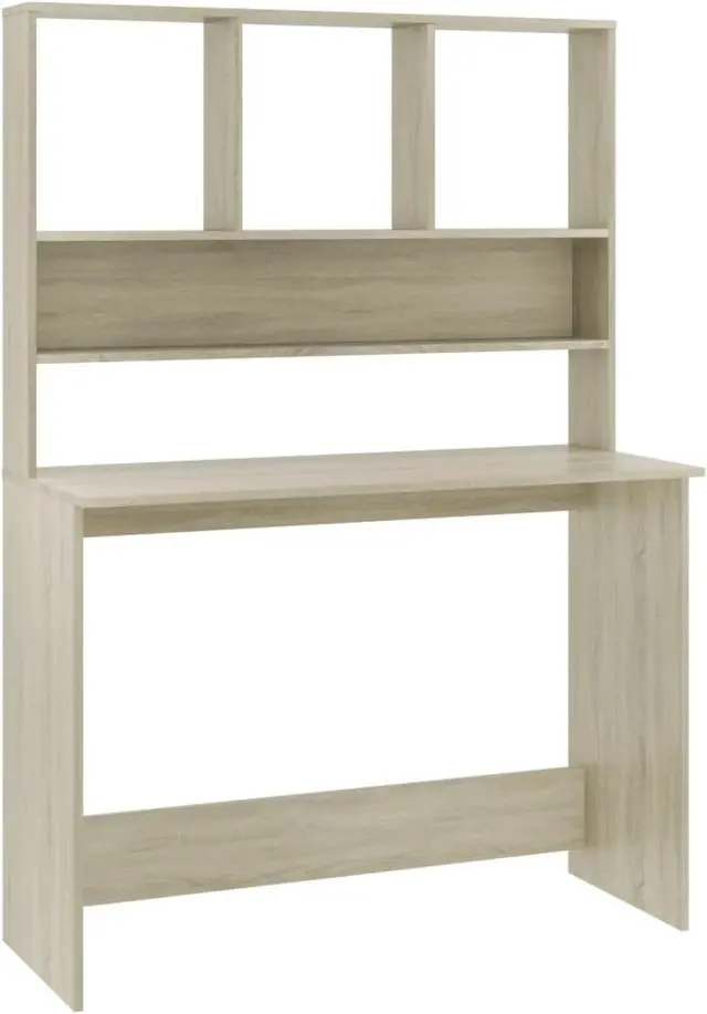 Alt view image 4 of 11 - vidaXL Desk with Shelves Home Office Computer Desk Sonoma Oak Engineered Wood