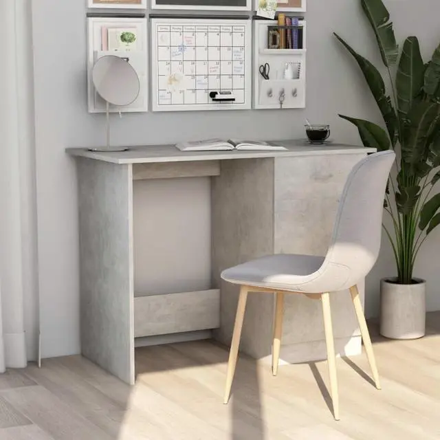 Alt view image 8 of 12 - vidaXL Desk Storage Concrete Gray Engineered Wood Writing Table Furniture