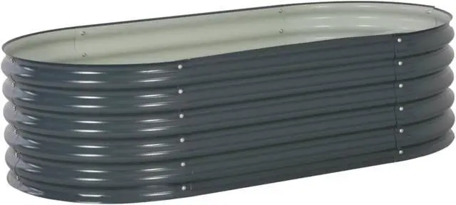 Alt view image 8 of 11 - vidaXL Garden Raised Bed 63" Galvanized Steel Gray Garden Planter Flower Box
