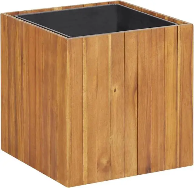 Alt view image 8 of 12 - vidaXL Solid Acacia Wood Garden Raised Bed Pot 17.1"x17.1"x17.3" Planter Box