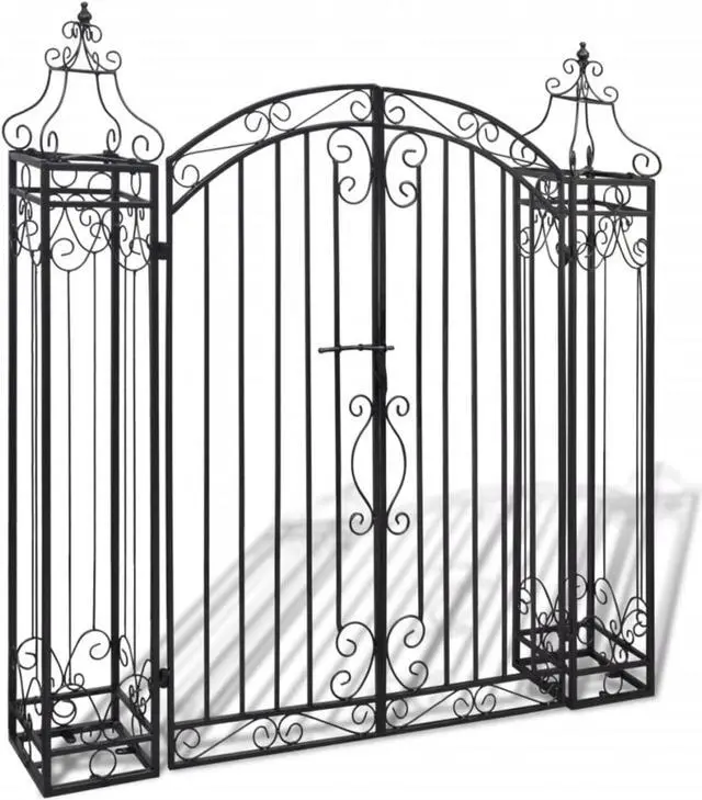 Alt view image 5 of 10 - vidaXL Garden Gate Ornamental Fence Gate with Bolt Hinge Trellis Wrought Iron