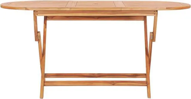 Alt view image 8 of 10 - vidaXL Solid Teak Wood Folding Patio Table Weather Resistant 62.9" Dining