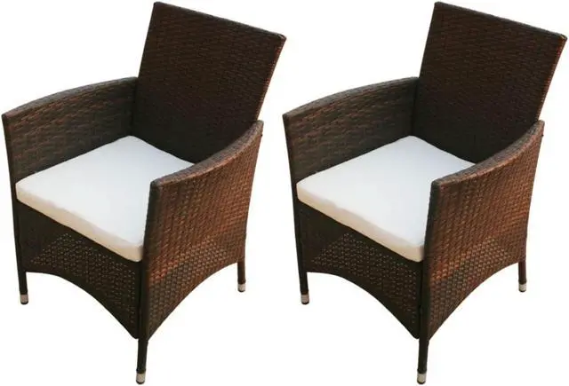 Main image of vidaXL Garden Chairs 2 pcs Poly Rattan Brown