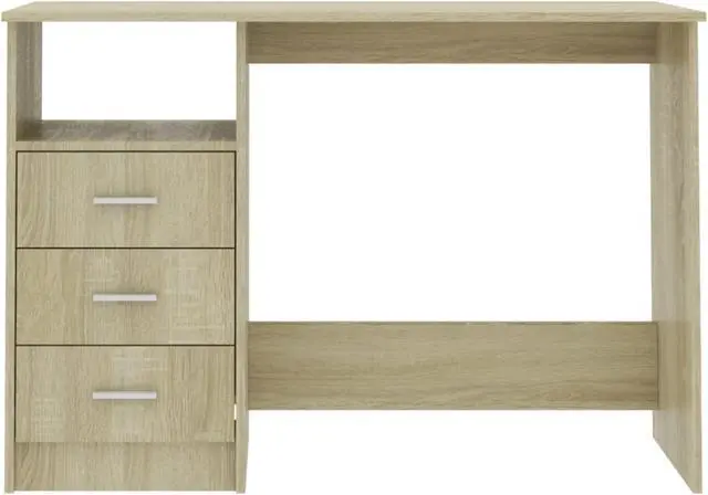 Alt view image 9 of 10 - vidaXL Desk with Drawers Standing Computer Desk Sonoma Oak Engineered Wood