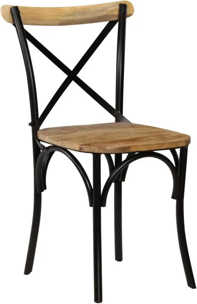 Alt view image 9 of 11 - vidaXL Dining Chair 2 Pcs Cross Back Chair for Kitchen Black Solid Wood Mango