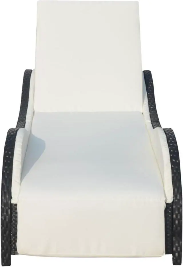 Alt view image 9 of 15 - vidaXL Patio Lounge Chair Outdoor Chaise Lounge with Cushion Poly Rattan Black