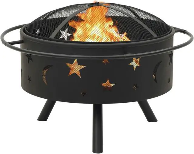 Alt view image 10 of 13 - vidaXL Fire Pit Outdoor Fireplace for Camping Firebowl with Poker XXL Steel