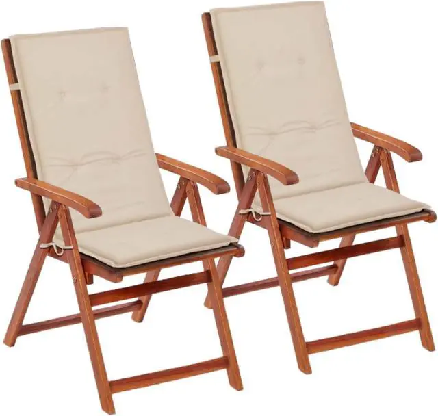 Alt view image 3 of 11 - vidaXL Chair Cushion 2 Pcs Outdoor Garden High Back Chair Cushion Cream Fabric