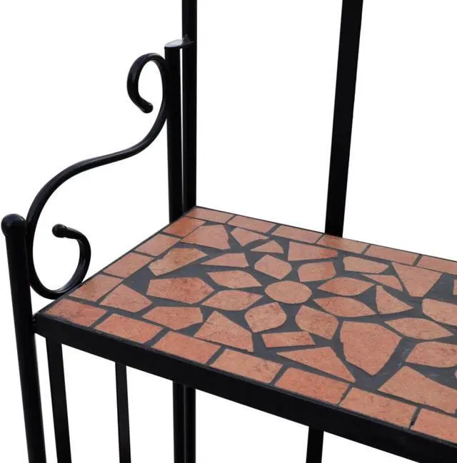 Alt view image 8 of 9 - vidaXL Plant Rack 3-Tier Plant Stand Shelves Flower Pot Stand Terracotta Mosaic
