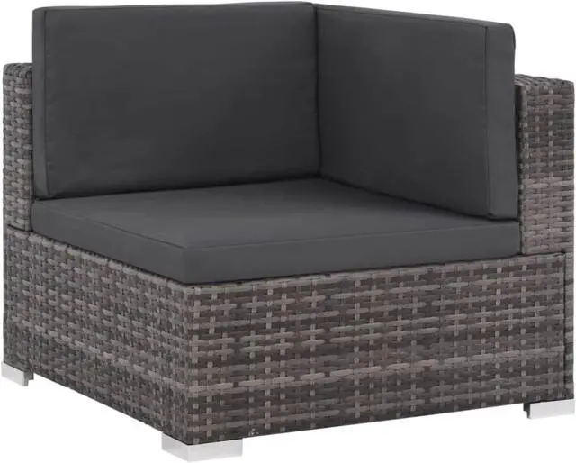 Alt view image 2 of 10 - vidaXL 6 Piece Garden Lounge Set with Cushions Poly Rattan Gray