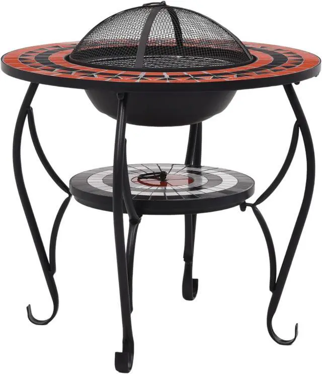 Alt view image 9 of 17 - vidaXL Fire Pit Table Fireplace for Camping Picnic Terracotta and White Ceramic