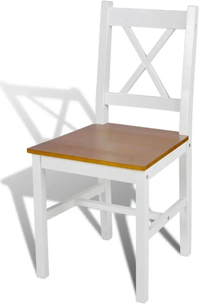 Alt view image 3 of 9 - vidaXL Dining Chairs 6 pcs White Pinewood