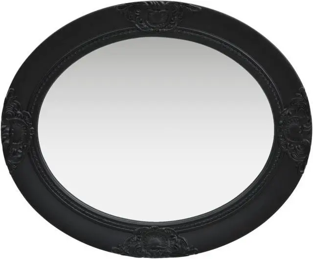 Alt view image 9 of 18 - vidaXL Wall Mirror Baroque Hanging Oval Mirror for Bedroom Living Room Black