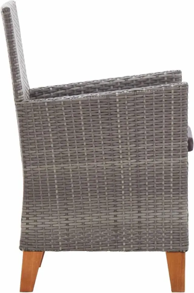 Alt view image 11 of 11 - vidaXL Patio Chairs 2 Pcs Patio Dining Chair with Cushions Poly Rattan Gray