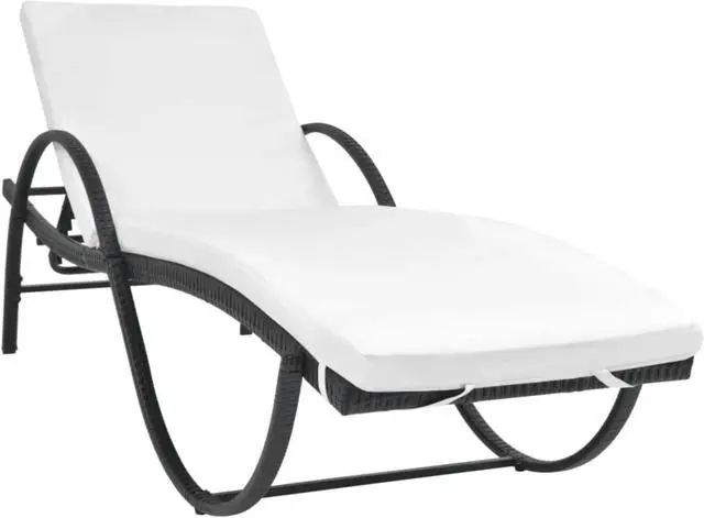 Alt view image 8 of 14 - vidaXL Patio Lounge Chair Outdoor Chaise Lounge with Cushion Poly Rattan Black
