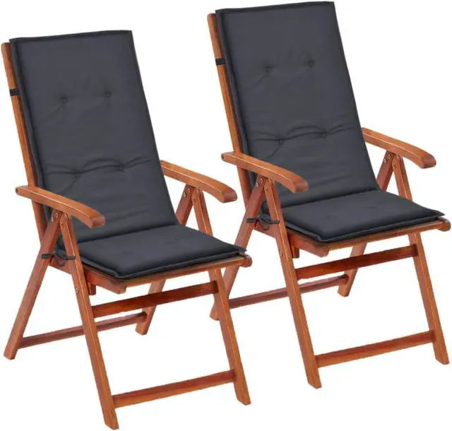 Alt view image 7 of 11 - vidaXL Chair Cushion 2 Pcs Garden High Back Chair Cushion Anthracite Fabric