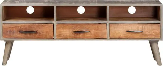 Alt view image 6 of 6 - vidaXL TV Stand TV Unit Sideboard TV Unit Cabinet Gray Solid Rough Mango Wood
