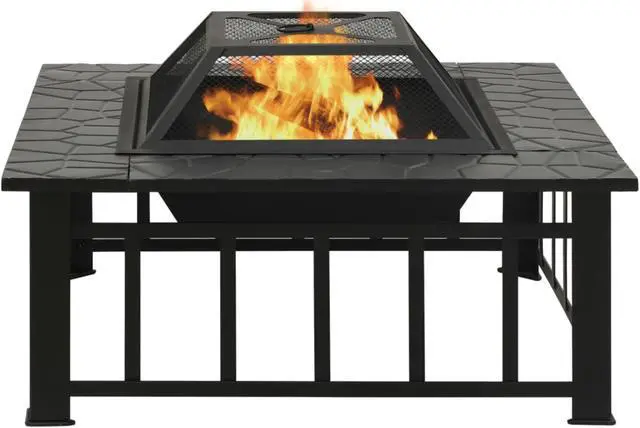 Alt view image 10 of 13 - vidaXL Fire Pit Outdoor Fireplace for Camping Firebowl with Poker XXL Steel