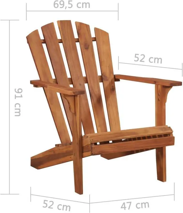 Alt view image 6 of 15 - vidaXL Adirondack Chair Lounge Patio Lawn Chair for Garden Solid Wood Acacia