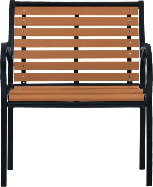 Alt view image 10 of 20 - vidaXL Patio Chairs 2 Pcs Outdoor Dining Chair Steel and WPC Black and Brown