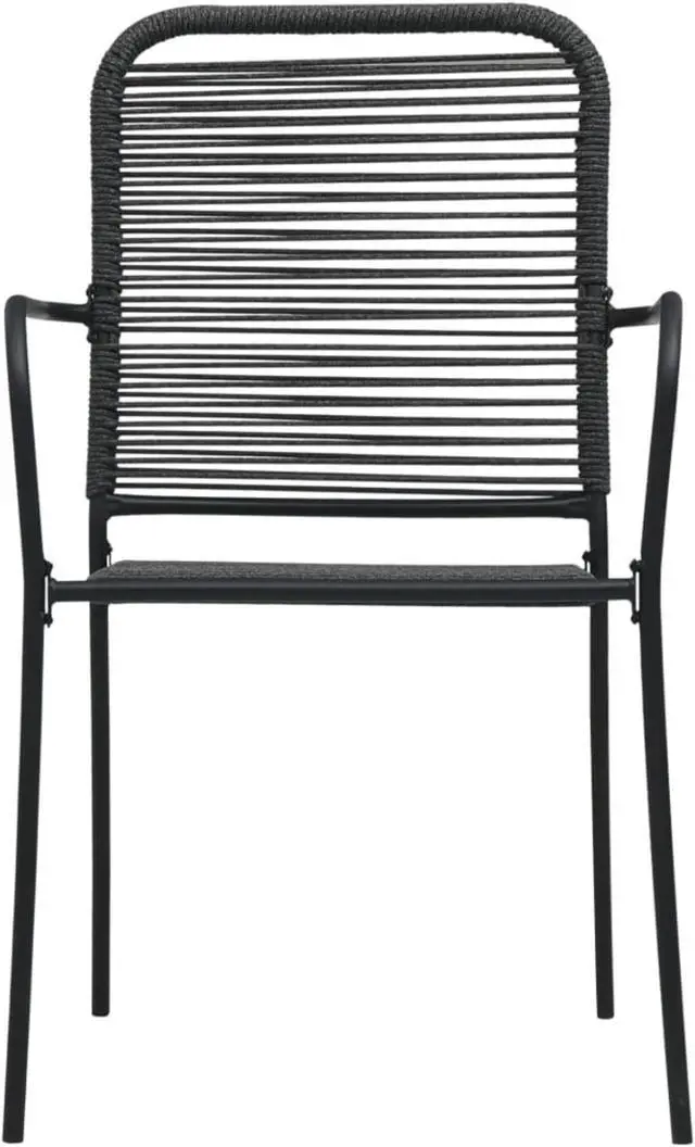 Alt view image 7 of 12 - vidaXL Patio Chairs 2 Pcs Outdoor Dining Chair Cotton Rope and Steel Black