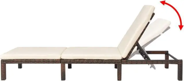 Alt view image 8 of 11 - vidaXL Patio Lounge Chair with Cushion and Adjustable Backrest Brown Poly Rattan