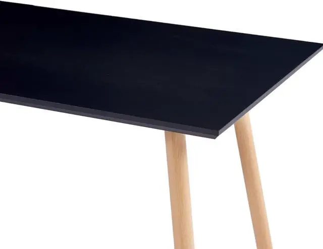 Alt view image 9 of 9 - vidaXL Dining Table Black and Oak Rectangular 47.2" MDF Steel Kitchen Dinner