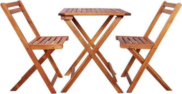Alt view image 9 of 11 - vidaXL Patio Bistro Set 3 Piece Folding Table and Chairs Solid Acacia Wood