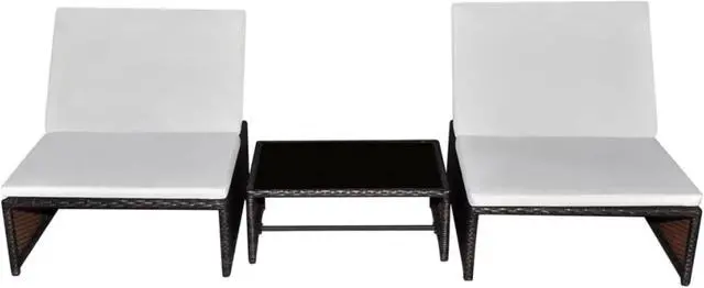 Alt view image 8 of 15 - vidaXL Reclining Patio Chairs with Table Furniture 2 Pcs Brown Poly Rattan