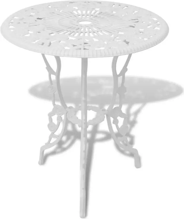 Alt view image 6 of 12 - vidaXL Patio Bistro Set 3 Piece Garden Table and Chair Cast Aluminum White