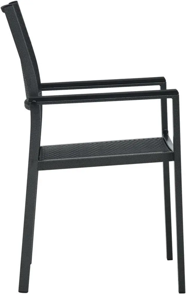 Alt view image 4 of 14 - vidaXL Garden Chairs 4 pcs Black Plastic Rattan Look