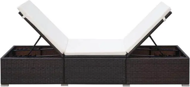 Alt view image 10 of 12 - vidaXL Patio Lounge Chair with Adjustable Backrest Sunlounger Brown Poly Rattan