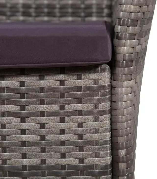 Alt view image 6 of 10 - vidaXL Patio Chairs 2 pcs Patio Dining Chair with Cushion Poly Rattan Gray