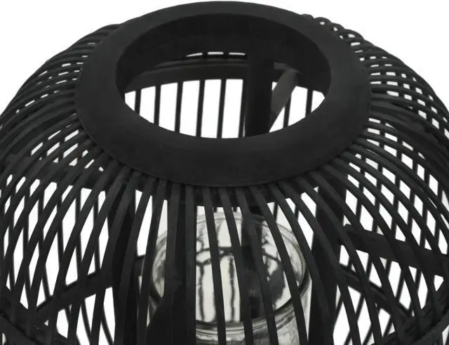 Alt view image 6 of 10 - vidaXL Candle Holder Stand with Glass Jar Freestanding Lantern Bamboo Black