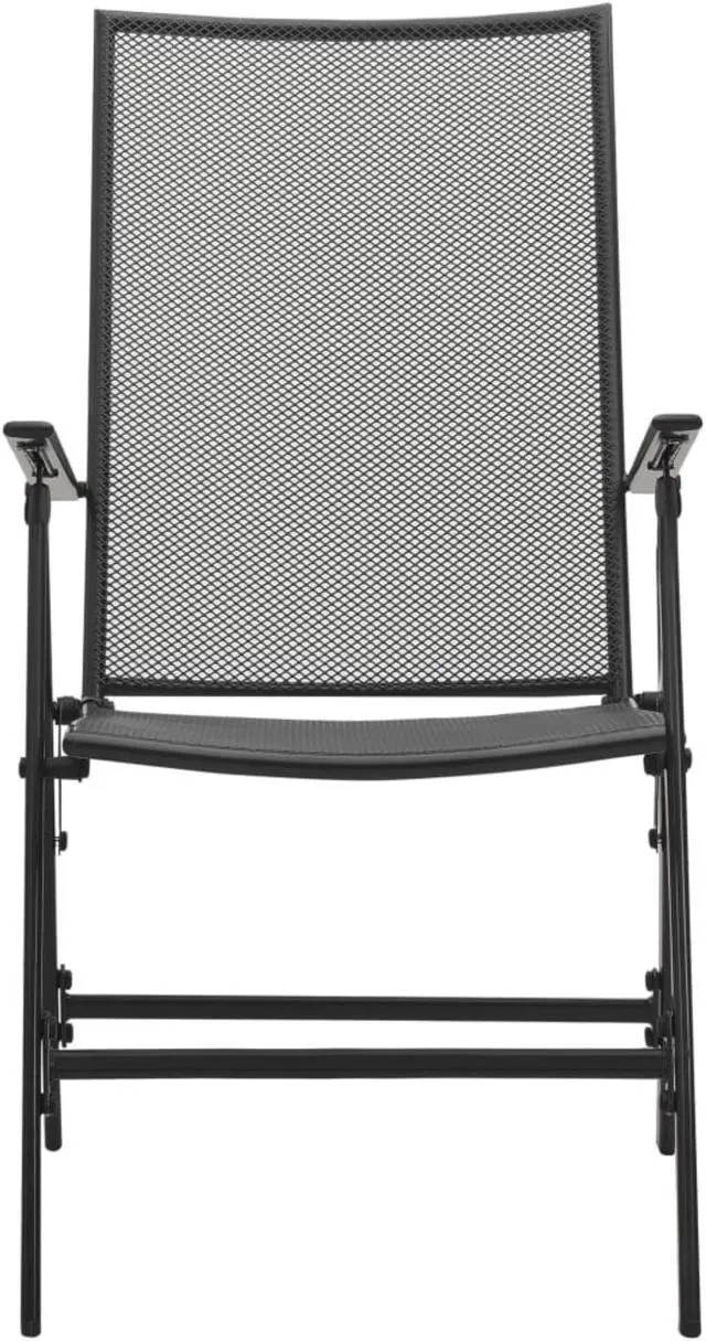 Alt view image 10 of 12 - vidaXL Folding Patio Chairs 4 Pcs Mesh Chair for Deck Garden Steel Anthracite