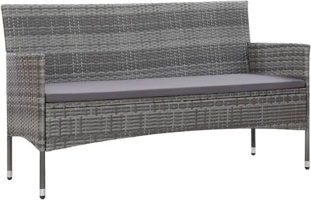 Alt view image 8 of 14 - vidaXL Patio Sofa 3-Seater Patio Sofa Patio Wicker Furniture PE Rattan Gray