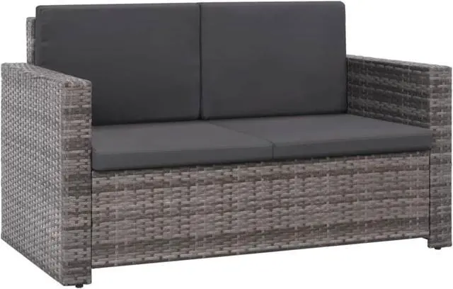 Alt view image 10 of 12 - vidaXL Patio Furniture Set 2 Piece Loveseat Outdoor Sofa Poly Rattan Gray