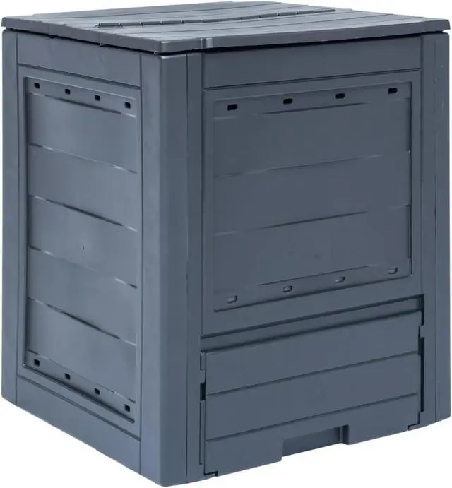 Alt view image 8 of 11 - vidaXL Garden Composter Trash Can Outdoor Compost Bin with Lid Gray Plastic