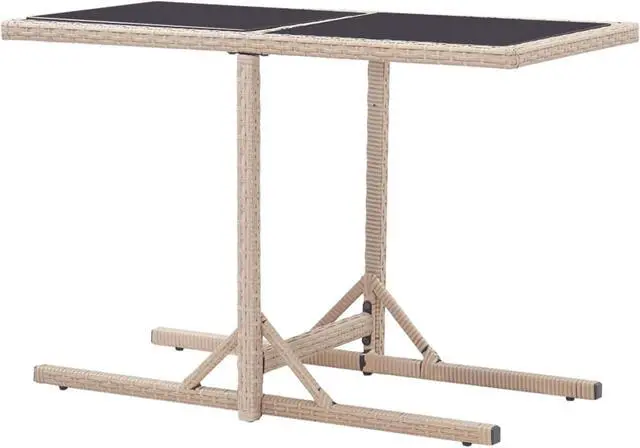 Alt view image 10 of 11 - vidaXL Patio Table Patio Garden Table for Picnic with Glass Top PE Rattan Beige