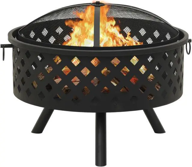 Alt view image 10 of 13 - vidaXL Fire Pit Outdoor Fireplace for Camping Firebowl with Poker XXL Steel