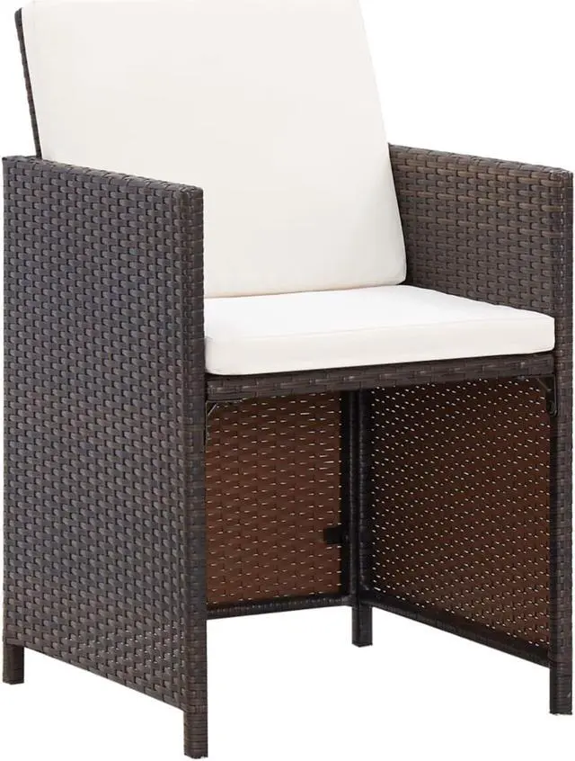 Alt view image 9 of 13 - vidaXL Patio Chairs 2 Pcs Patio Dining Chair with Cushions Poly Rattan Brown