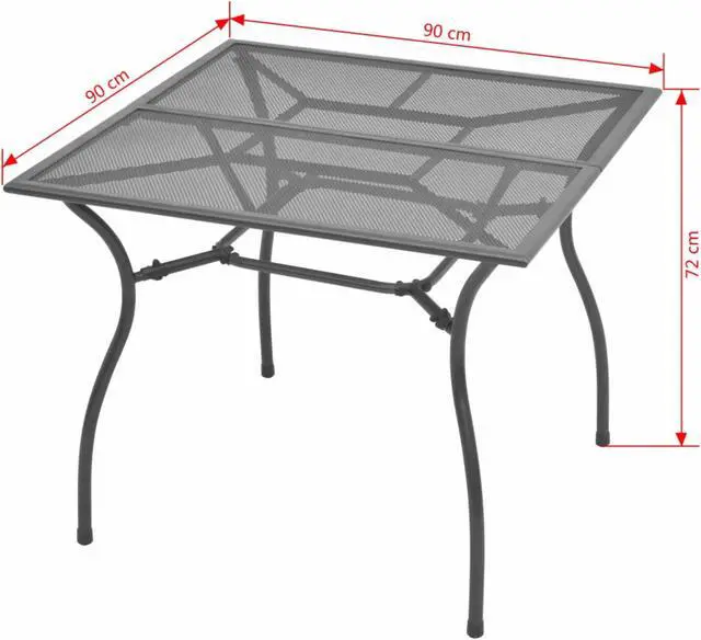 Alt view image 6 of 11 - vidaXL Patio Table Outdoor Dining Table with Mesh Design Garden Furniture Steel