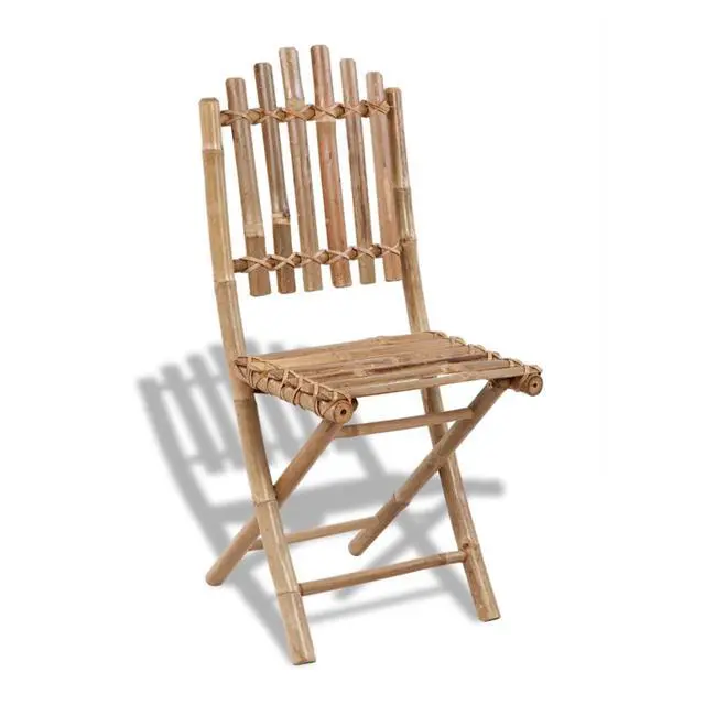 Alt view image 3 of 10 - vidaXL 5 Piece Folding Outdoor Dining Set Bamboo