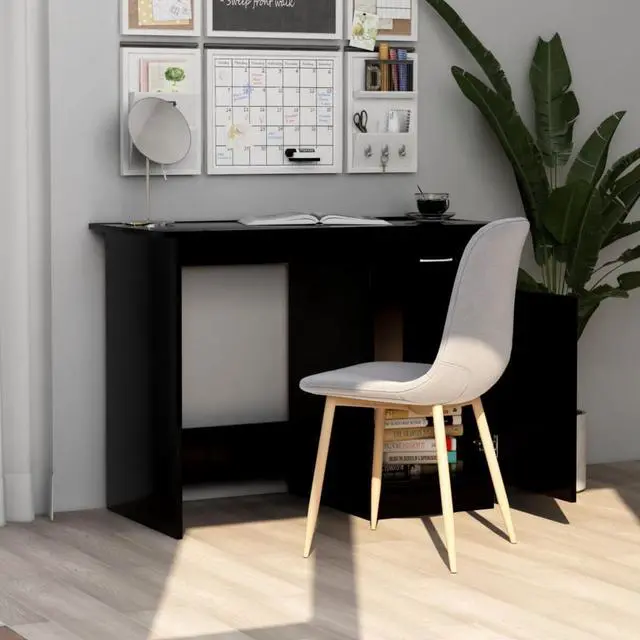 Alt view image 9 of 13 - vidaXL Desk Black Engineered Wood Study Office Work Station Writing Table